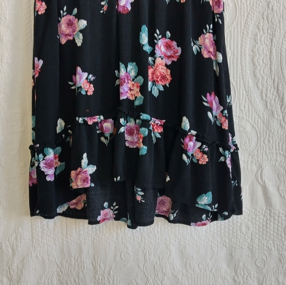 Xhiliration Floral Mini Dress Flutter Sleeves VNeck Ruffles Cottagecore Western - Picture 3 of 9